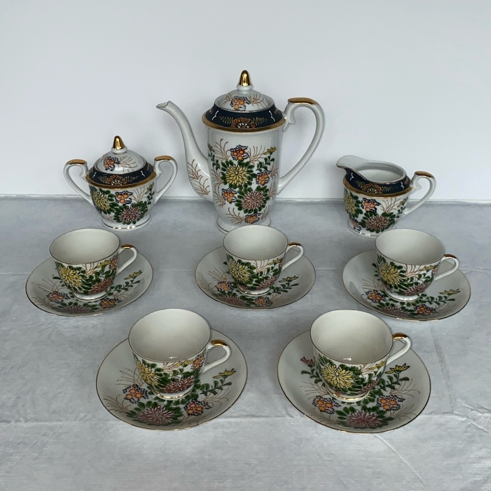 Vintage Japanesse Coffee Set Geisha // Asian Tea Set // Tableware